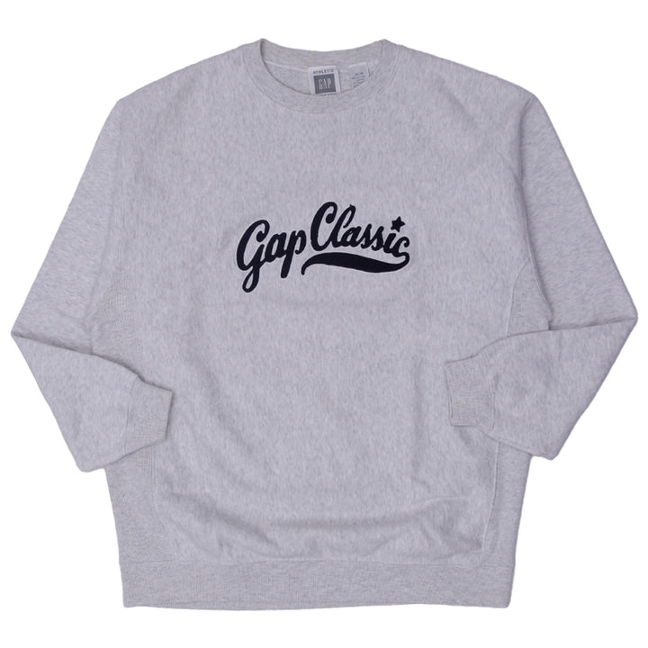 Vintage Mens GAP Classic Sweatshirt Gray Spellout Logo Cotton Blend