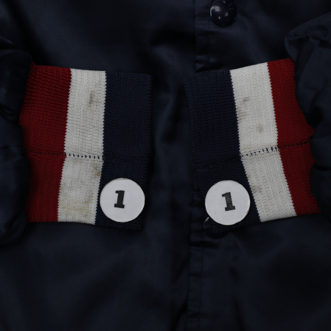 Vintage Mens Chalk Line Varsity Jacket Navy Team Logo Lightweight | Migration_Jackets - Detail View | Fashion Rerun