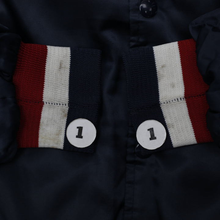 Vintage Mens Chalk Line Varsity Jacket Navy Team Logo Lightweight | Migration_Jackets - Detail View | Fashion Rerun