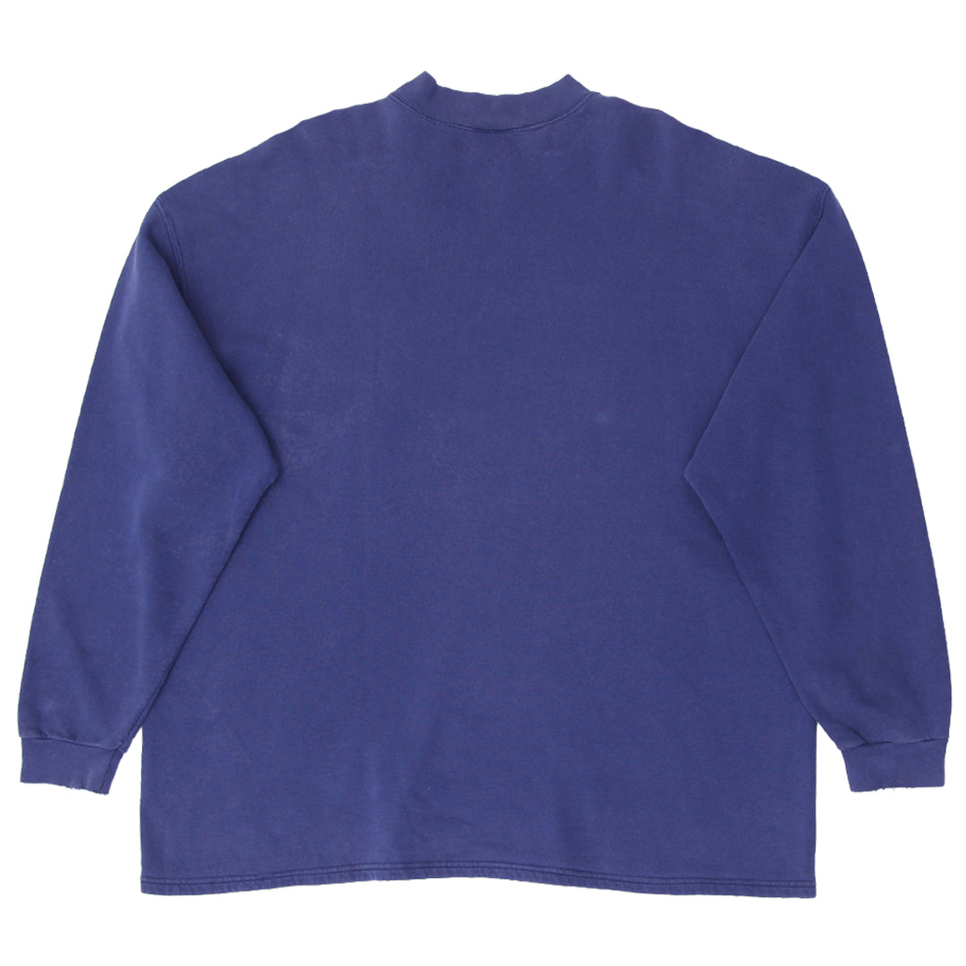 Vintage Nike Swoosh Logo Navy Crewneck Sweatshirt Made In USA XL | Migration_Sweatshirt - Side View | Fashion Rerun