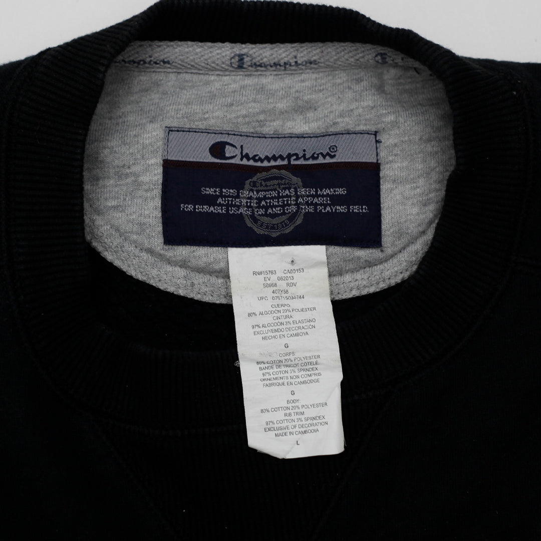 Vintage Embroidered Champion Logo Black Sweatshirt