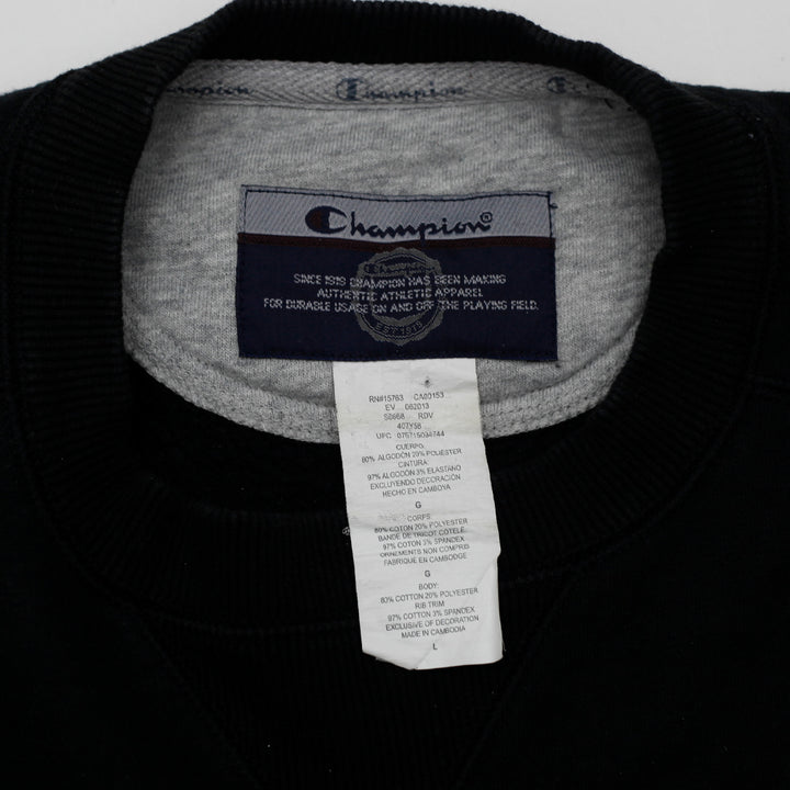 Vintage Embroidered Champion Logo Black Sweatshirt