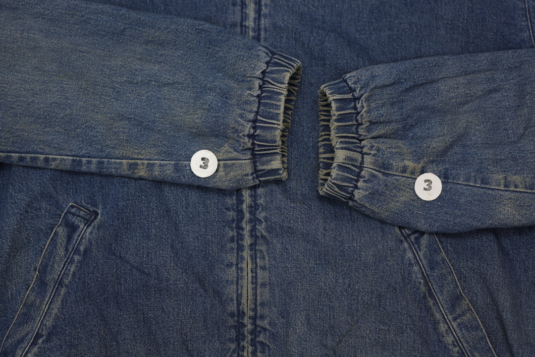 Vintage 90s Polo Ralph Lauren Distressed Denim Zip Harrington Jacket With Red Lining