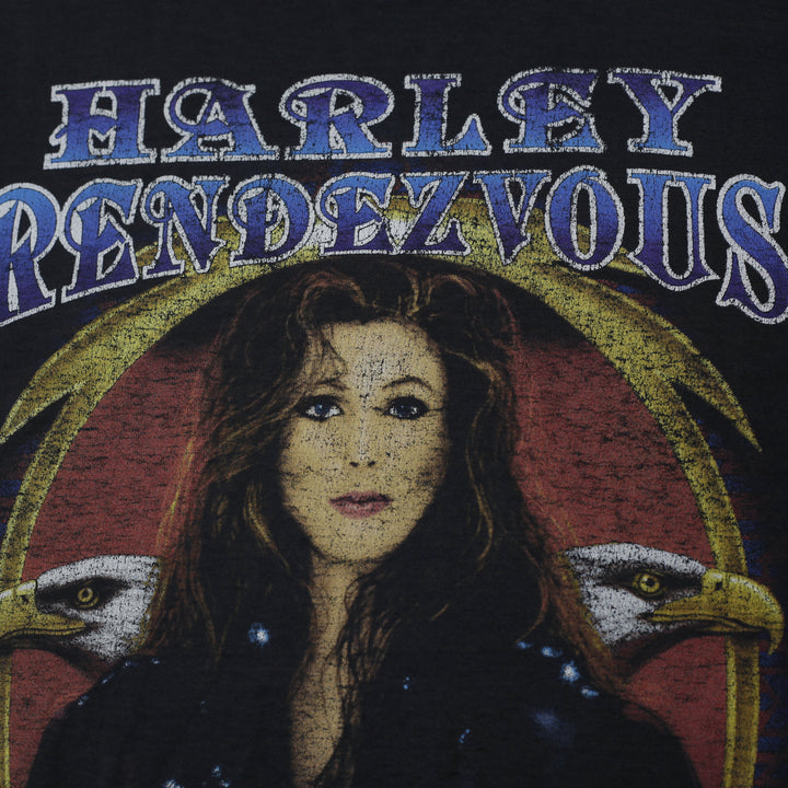 Vintage Harley Rendezvous 15th Year Anniversary Single Stitch T-Shirt 1993 Graphic Size L Made In USA