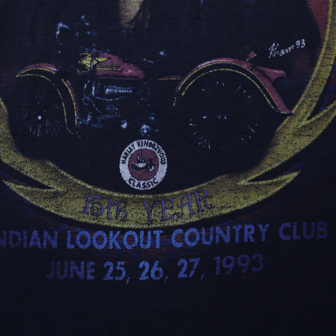 Vintage Harley Rendezvous 15th Year Anniversary Single Stitch T-Shirt 1993 Graphic Size L Made In USA