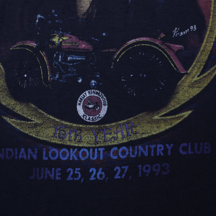 Vintage Harley Rendezvous 15th Year Anniversary Single Stitch T-Shirt 1993 Graphic Size L Made In USA