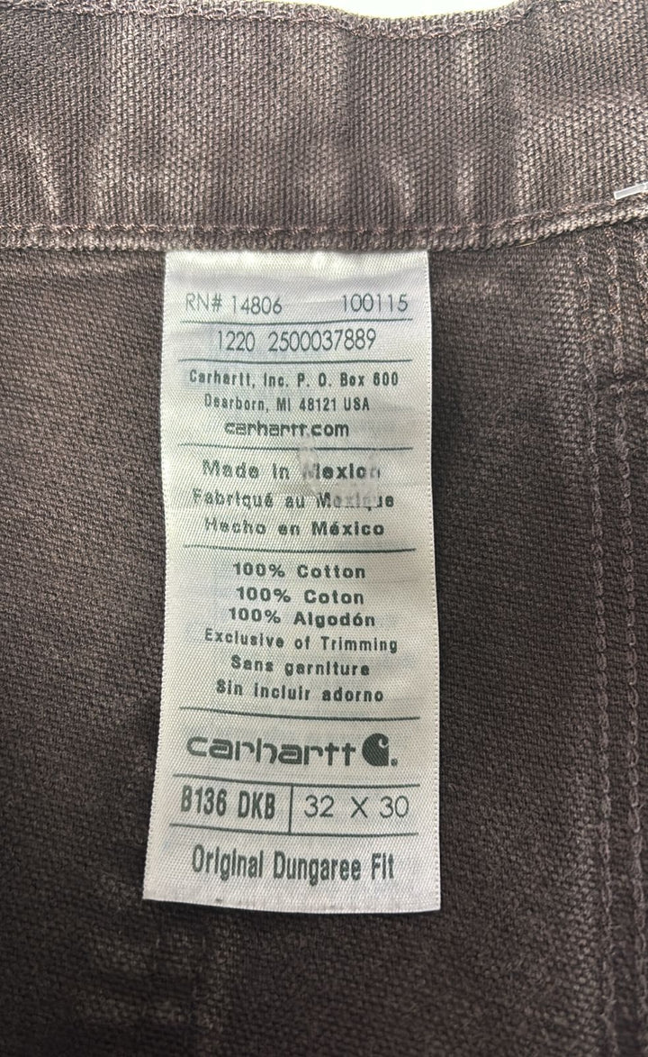 Mens Carhartt B136 DKB Original Dungaree Fit Double Knee Pants