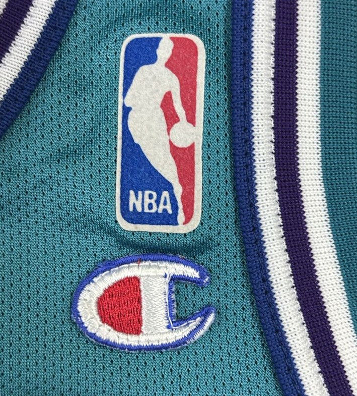 Vintage 90s Champion Charlotte Hornets Mourning #33 NBA Teal Basketball Jersey | Migration_Jerseys - View 6 | Fashion Rerun