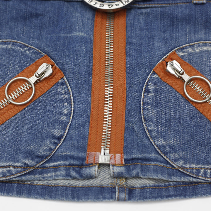 Y2K Ladies maggie® jeans flair Low-Rise Belted Denim Mini Skirt