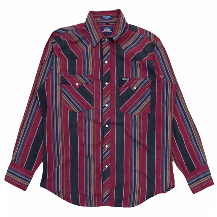 Dickies Pearl Button Striped Vintage Long Sleeve Shirt