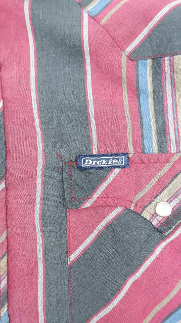 Dickies Pearl Button Striped Vintage Long Sleeve Shirt