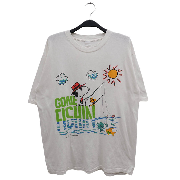 Vintage Gone Fishing Print Single Stitch T-Shirt