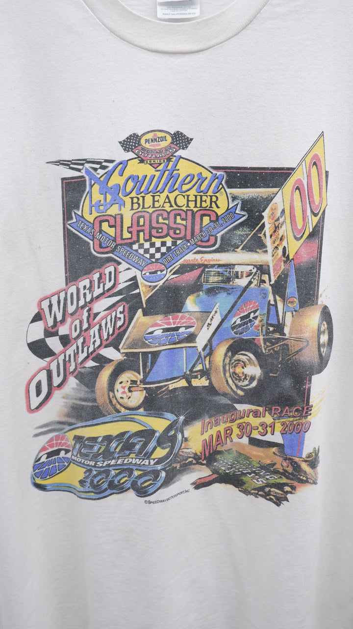 Vintage Hanes 2000 World of Outaws All Over Print Southern Bleacher Classic Racing T-Shirt