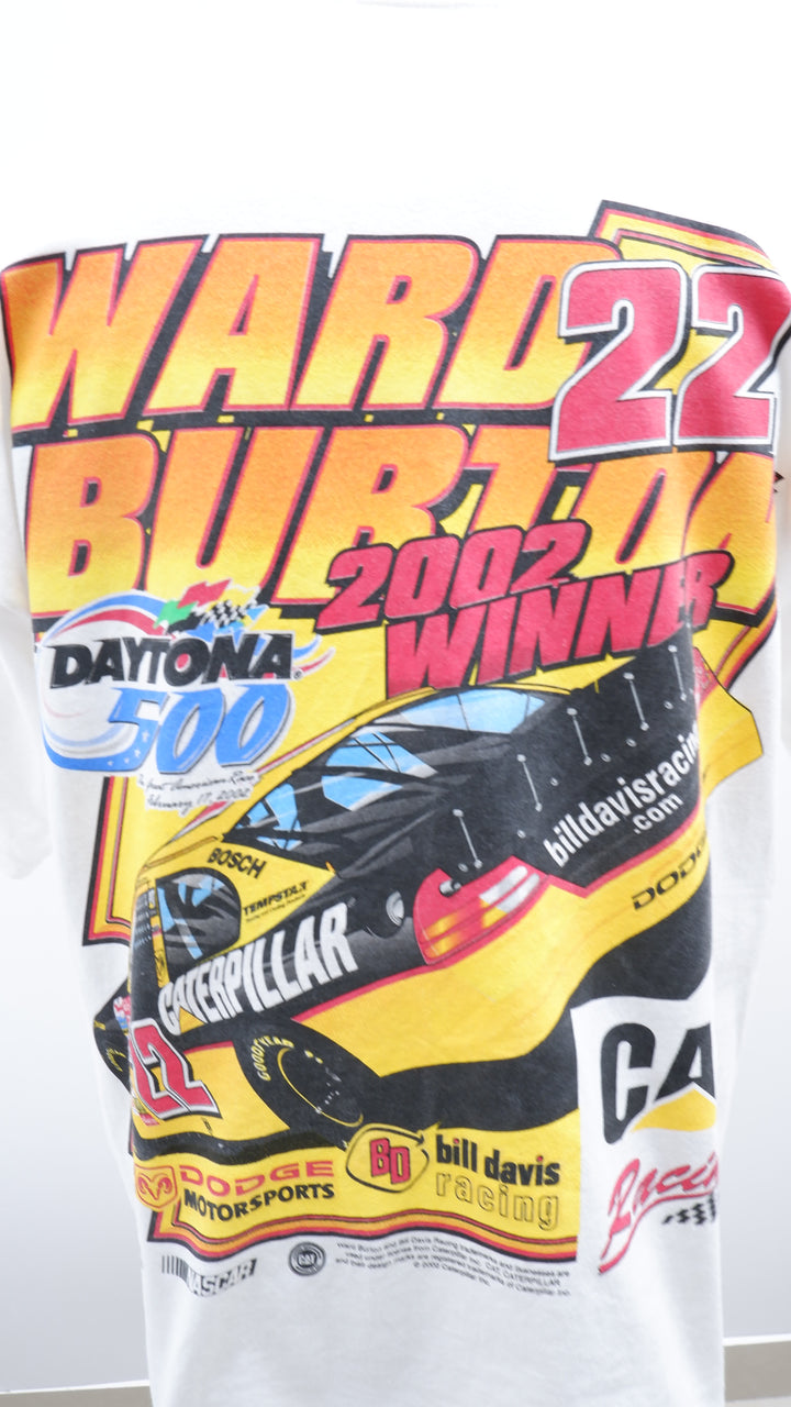 Vintage Checkered Flag 2002 Ward Burton Daytona Caterpillar Nascar Racing T-Shirt