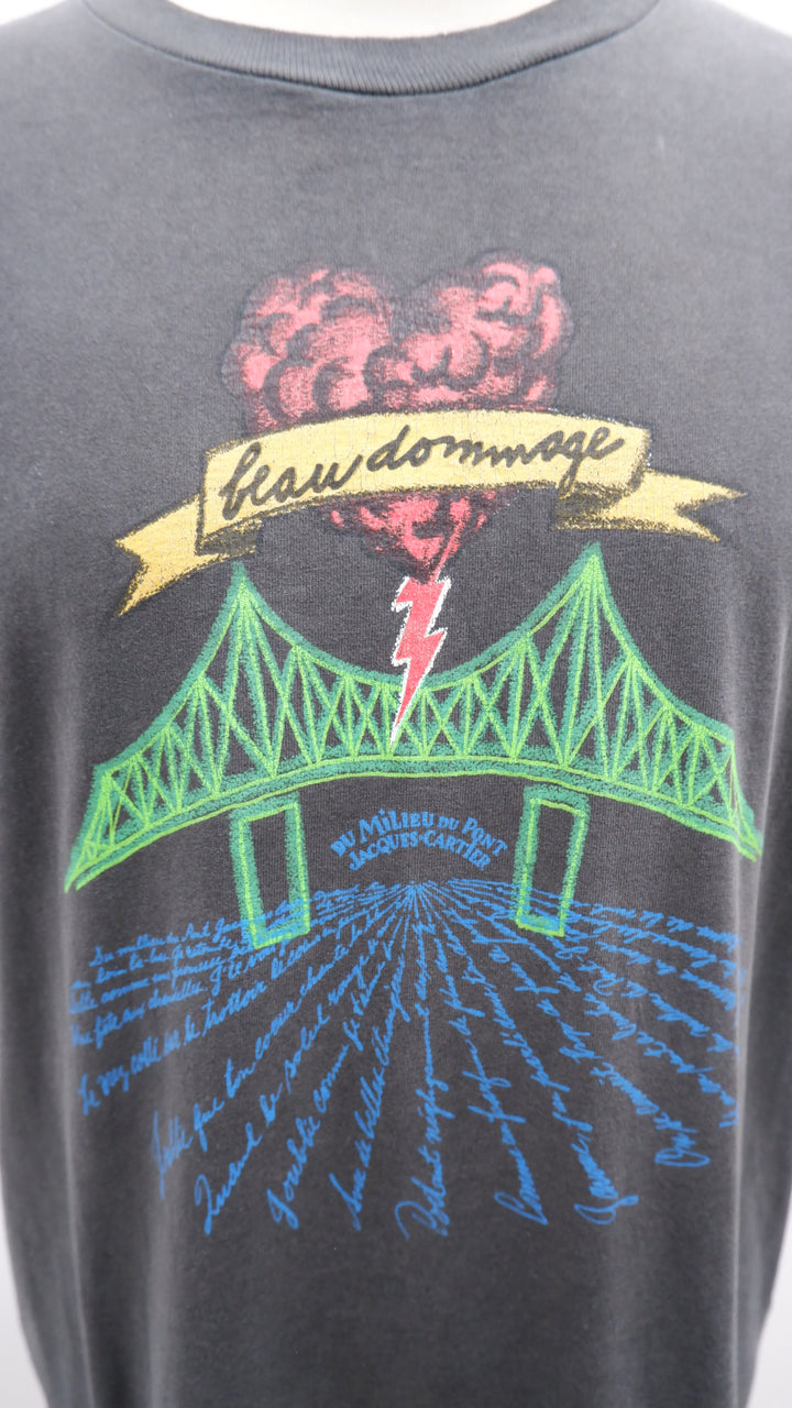 Vintage Fruit Of The Loom Lightning Heart Bridge T-Shirt Single Stitch