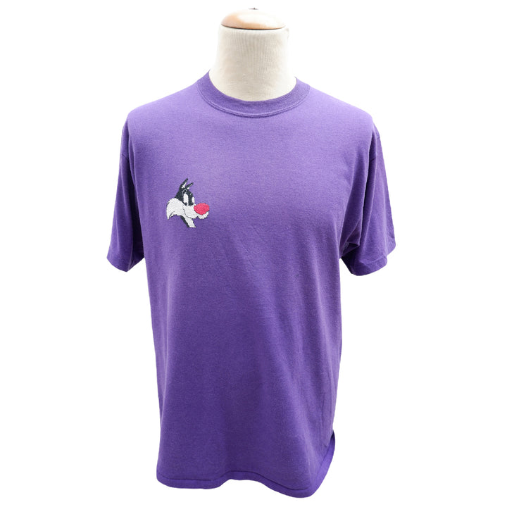 Vintage Jerzees Sylvester The Cat Cross Stitch Logo T-Shirt