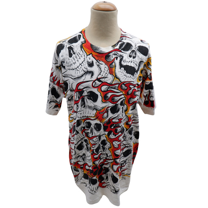 Vintage 92 Jarvis Skulls On Fire Single Stitch T-Shirt