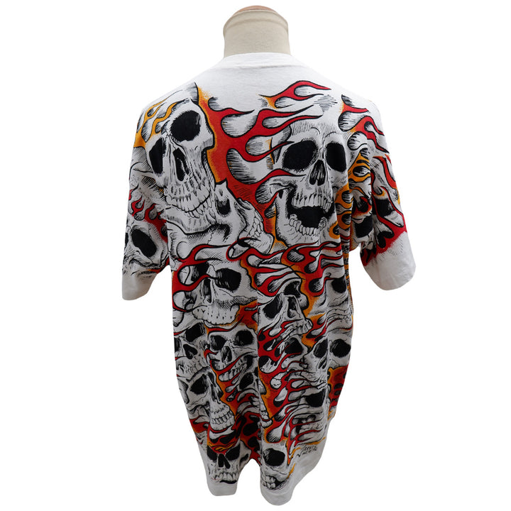 Vintage 92 Jarvis Skulls On Fire Single Stitch T-Shirt