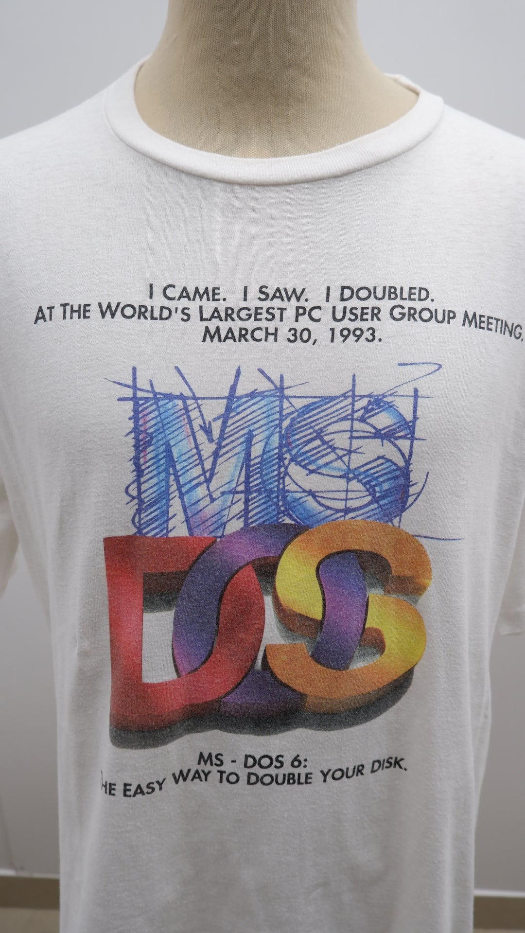 Vintage 1993 MS Dos World Largest PC User Group Meeting T-Shirt Single Stitch