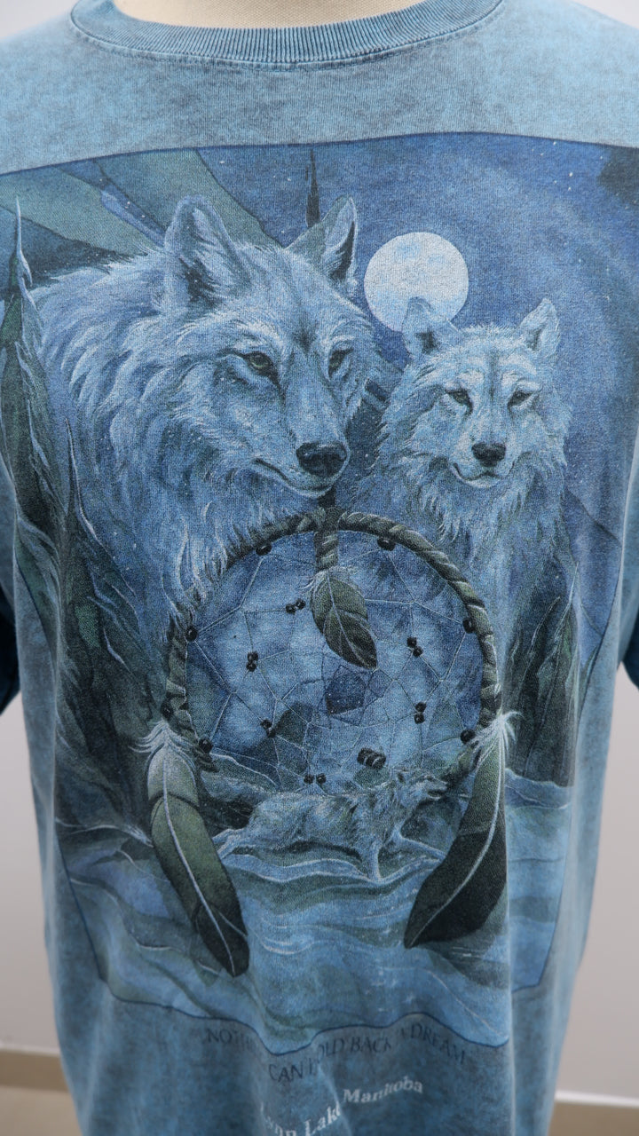 Vintage Harlequin Wolf Dream Catcher ' Nothing Can Hold Back A Dream' T-Shirt