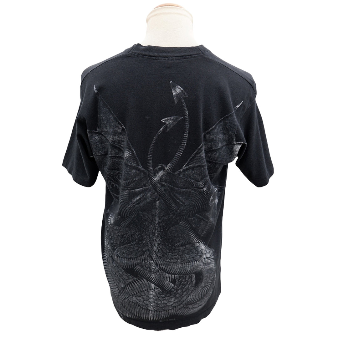 Vintage Black Dragon Print Single Stitch T-Shirt