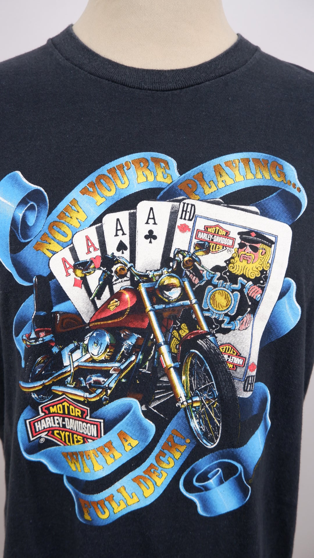 Vintage 1991 Harley Davidson Motorcycles Cards Single Stitch T-Shirt Made In USA