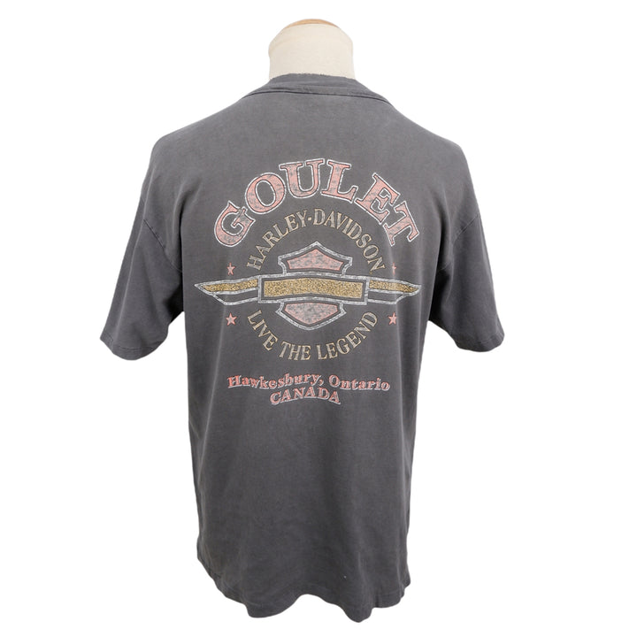 Vintage Harley Davidson Goulet Ontario Canada T-Shirt Single Stitch Made In USA Distressed