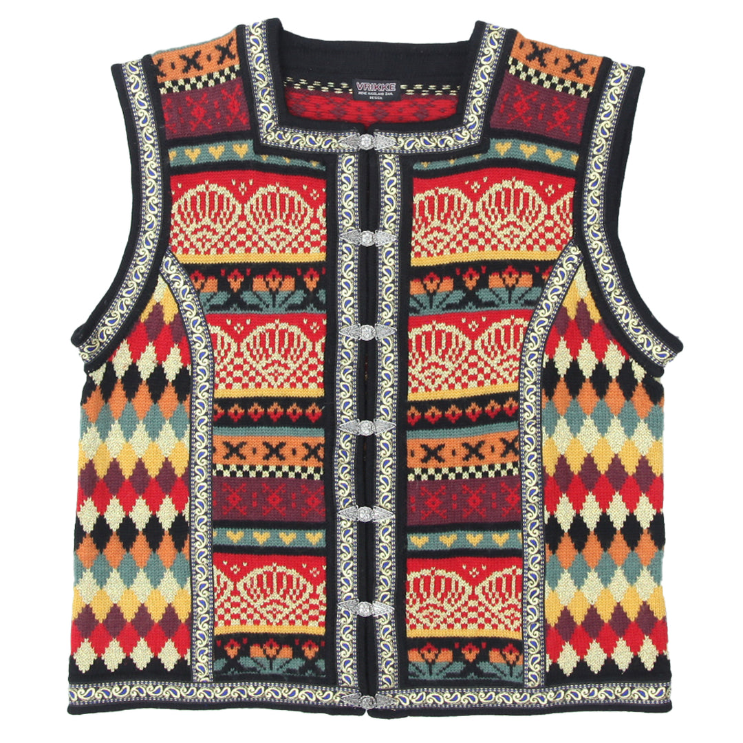 Vrikke Irene Haugland Zahl Woolen Embroidered VNTG Norwegian Ladies Sweater Vest