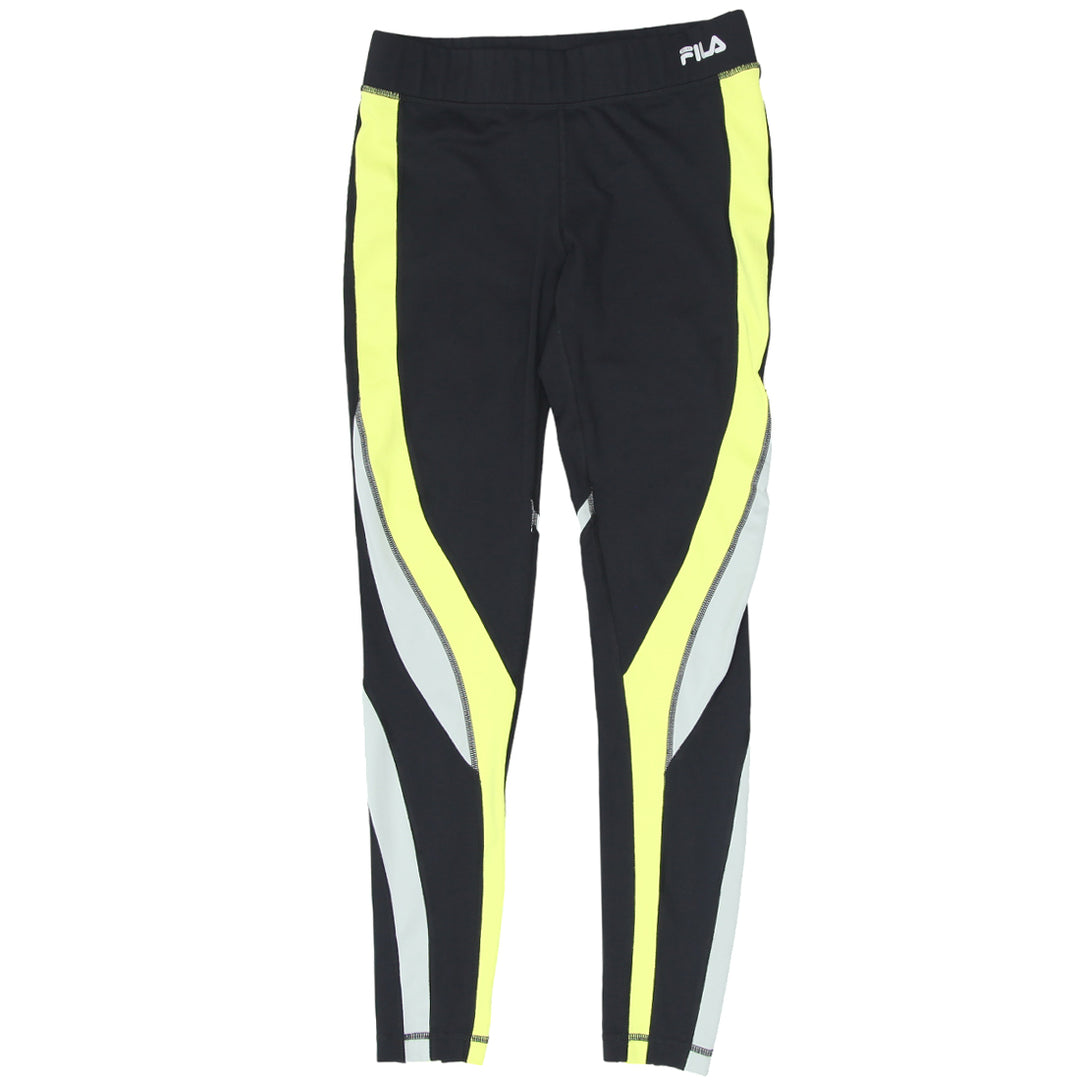 Ladies FILA Sport Yellow Stripe Black Exercise Pants