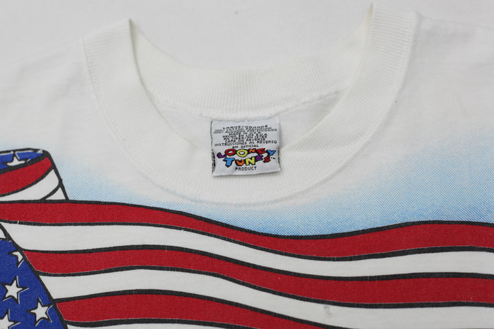 1995 Vintage Tazmanian Devil USA Flag T-Shirt Made in USA White L