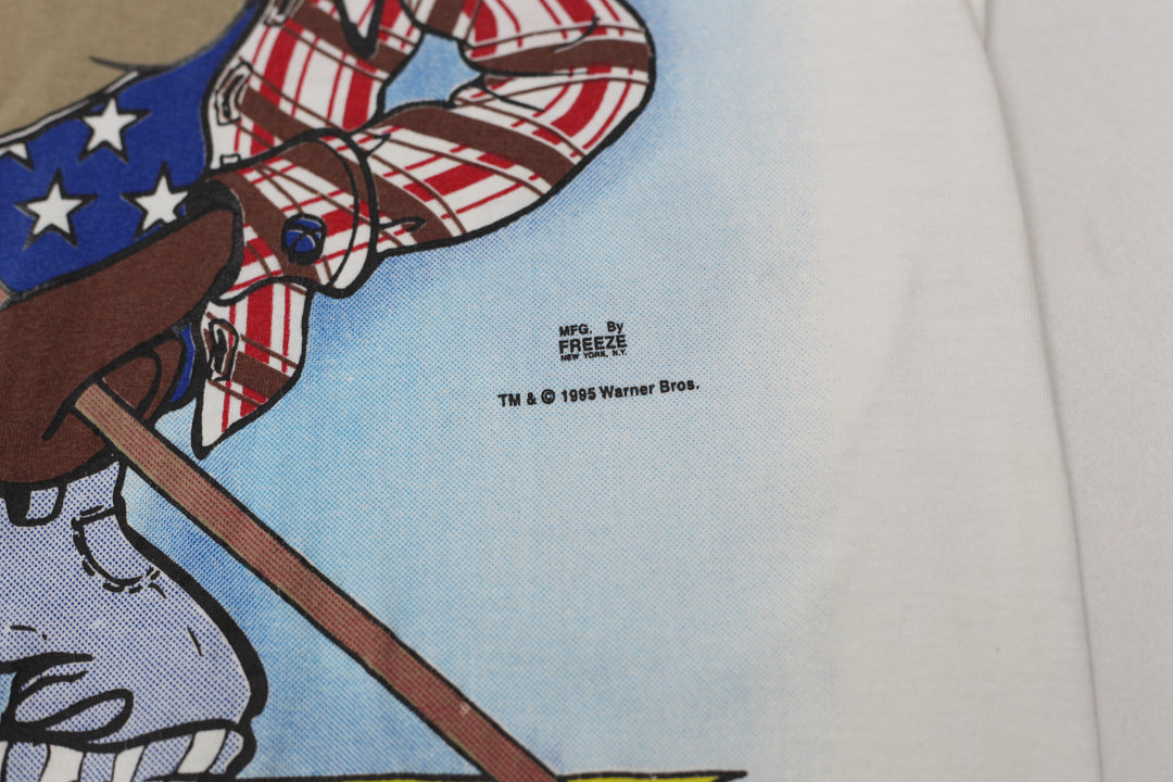 1995 Vintage Tazmanian Devil USA Flag T-Shirt Made in USA White L