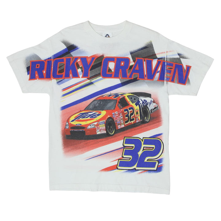 2002 Vintage Ricky Craven Tide Racing AOP T-Shirt White AAA L