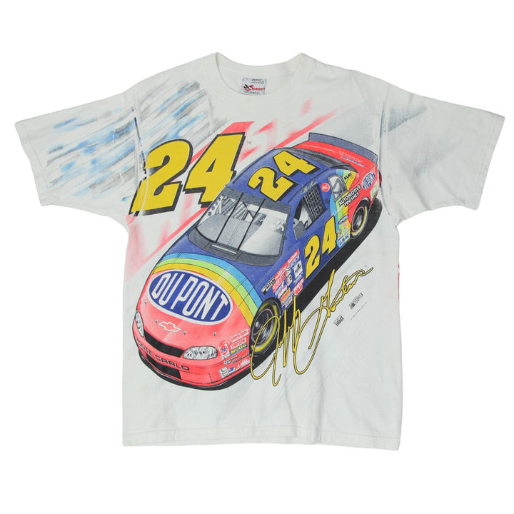 1997 Vintage Jeff Gordon Nascar AOP Racing T-Shirt Made in USA White L - Migration_T-Shirts - B2G1, Category_Default Category/VINTAGE, Category_Default Category/VINTAGE/MEN