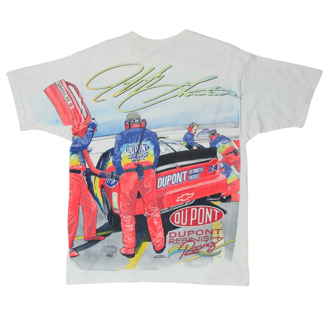 1997 Vintage Jeff Gordon Nascar AOP Racing T-Shirt Made in USA White L - Migration_T-Shirts - B2G1, Category_Default Category/VINTAGE, Category_Default Category/VINTAGE/MEN - side view