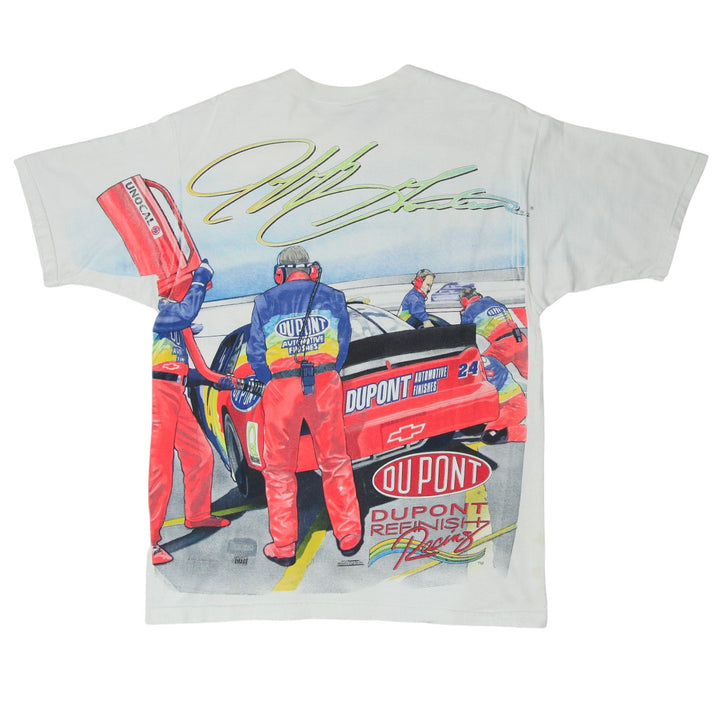 1997 Vintage Jeff Gordon Nascar AOP Racing T-Shirt Made in USA White L - Migration_T-Shirts - B2G1, Category_Default Category/VINTAGE, Category_Default Category/VINTAGE/MEN - side view