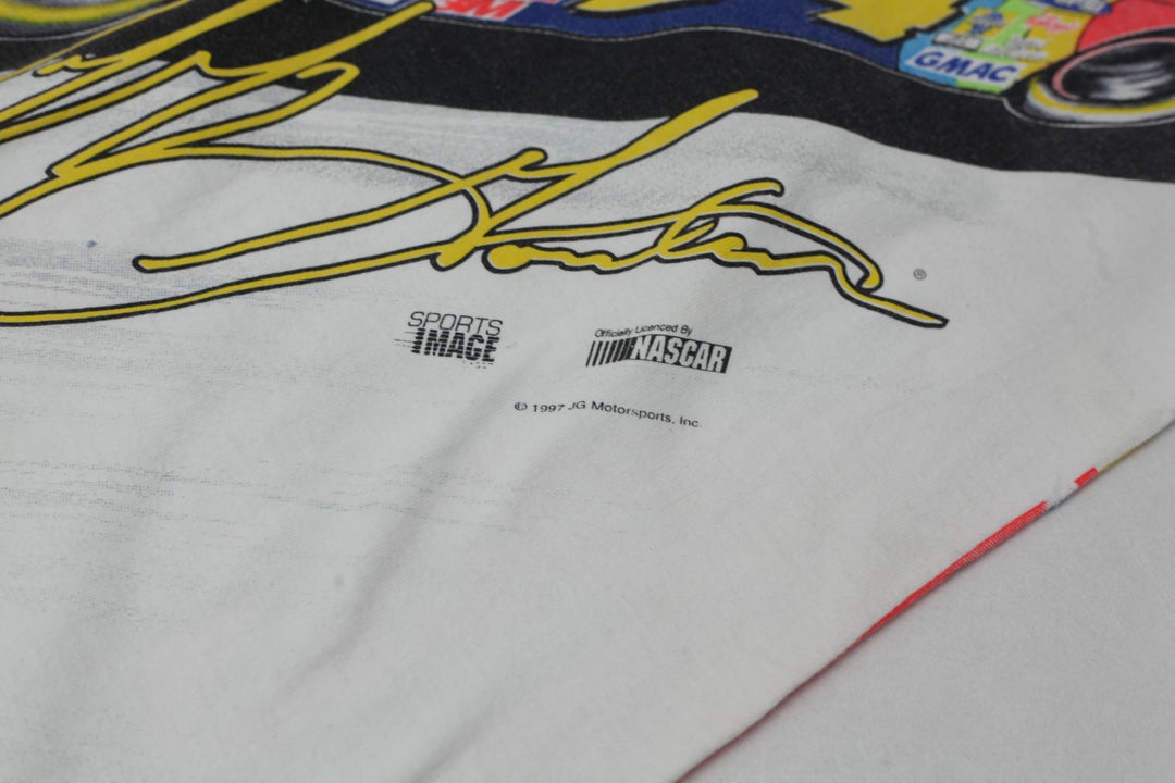 1997 Vintage Jeff Gordon Nascar AOP Racing T-Shirt Made in USA White L - Migration_T-Shirts - B2G1, Category_Default Category/VINTAGE, Category_Default Category/VINTAGE/MEN - detail view