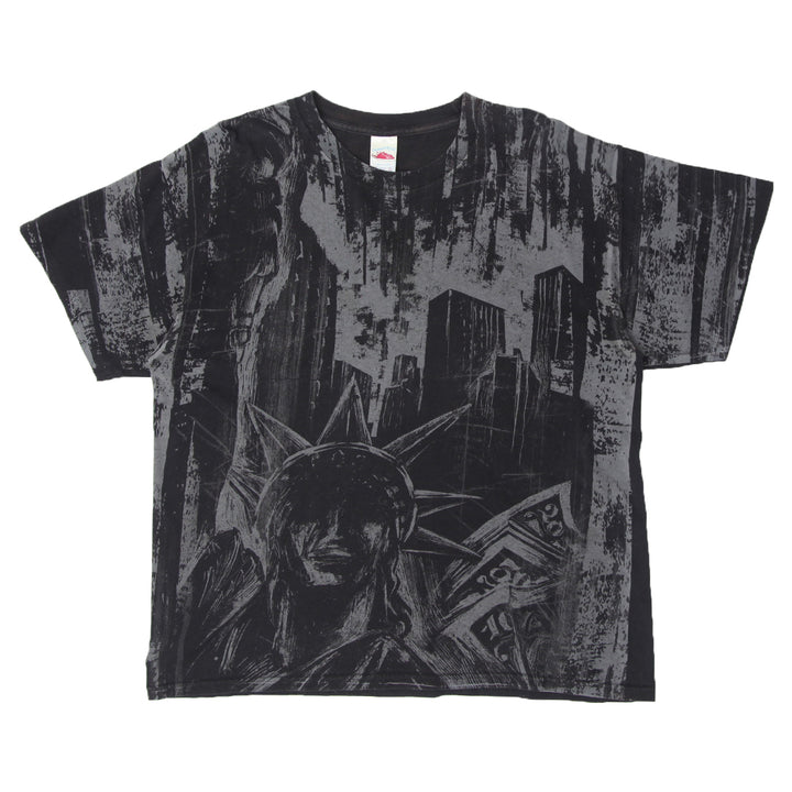 Vintage Statue Of Liberty AOP T-Shirt Black Tennessee River XL