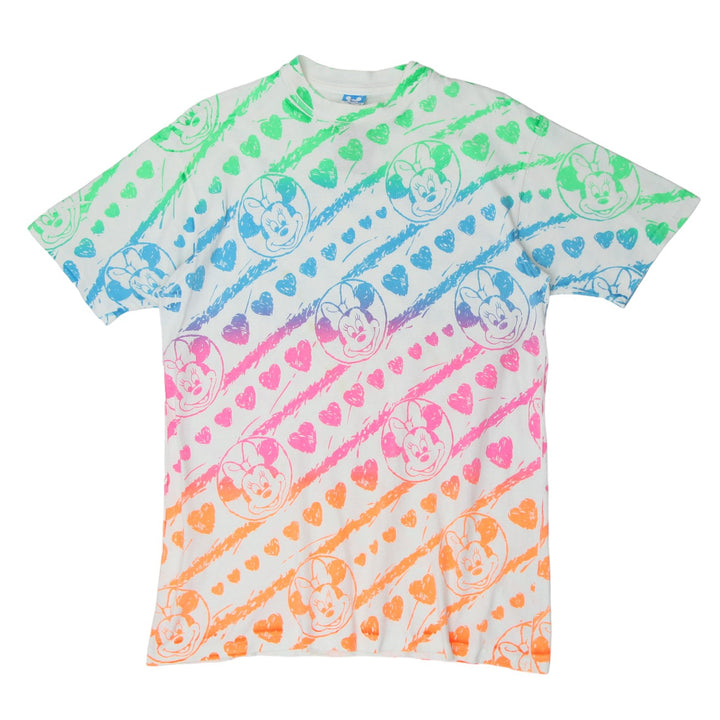 Vintage Mickey Mouse AOP T-Shirt S.Stitch Made in USA Disney L
