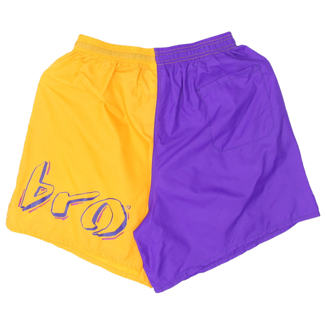 Vintage Umbro Purple/Yellow Nylon Shorts Made in USA - Migration_Shorts - B2G1, Category_Default Category/VINTAGE, Category_Default Category/VINTAGE/MEN - side view