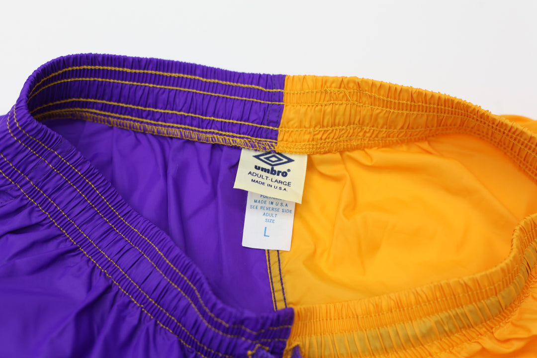 Vintage Umbro Purple/Yellow Nylon Shorts Made in USA - Migration_Shorts - B2G1, Category_Default Category/VINTAGE, Category_Default Category/VINTAGE/MEN - back view
