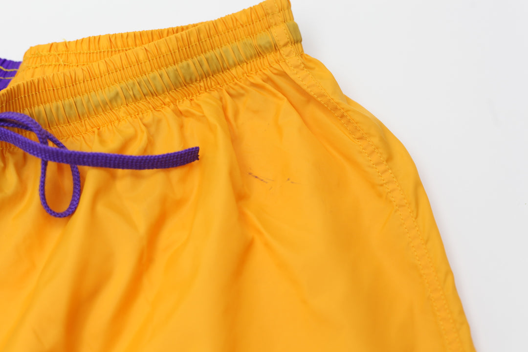 Vintage Umbro Purple/Yellow Nylon Shorts Made in USA - Migration_Shorts - B2G1, Category_Default Category/VINTAGE, Category_Default Category/VINTAGE/MEN - detail view