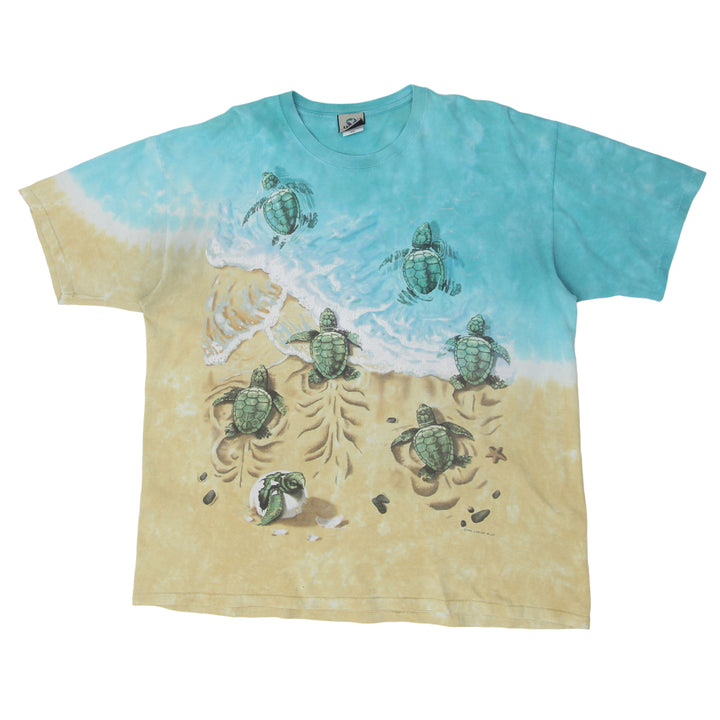 1996 Vintage Turtles AOP Tie Dye T-Shirt Liquid Blue 2X