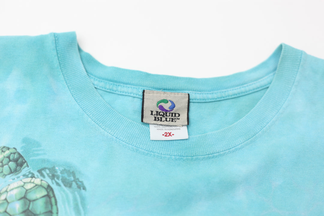 1996 Vintage Turtles AOP Tie Dye T-Shirt Liquid Blue 2X