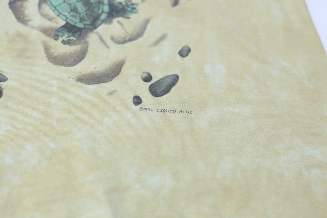 1996 Vintage Turtles AOP Tie Dye T-Shirt Liquid Blue 2X