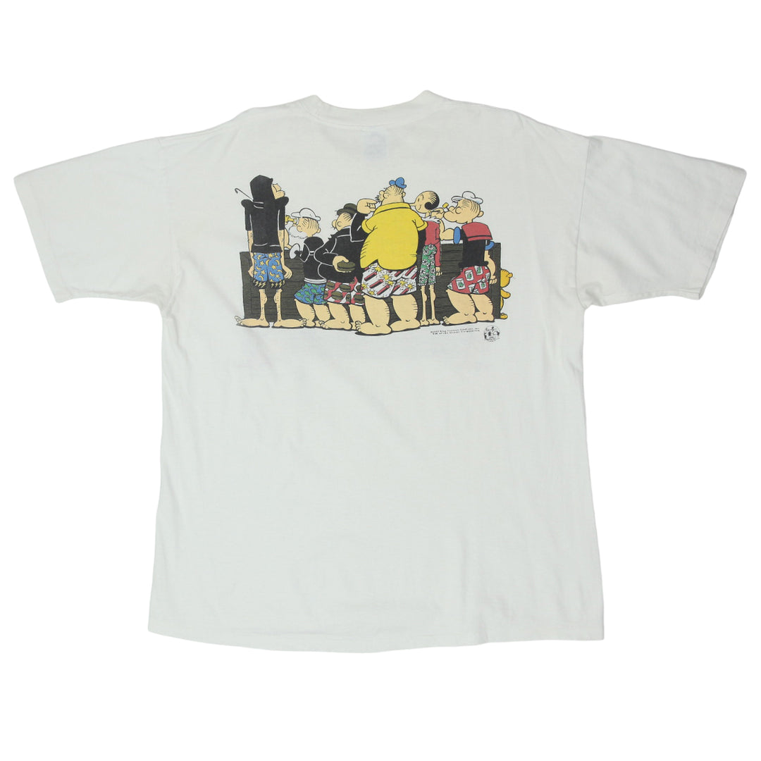 1993 Vintage Popeye Bolt Trading T-Shirt Single Stitch Made in USA White XL