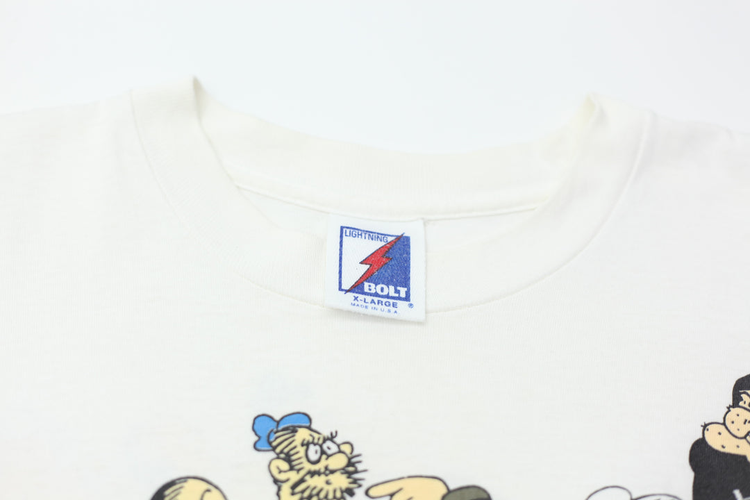 1993 Vintage Popeye Bolt Trading T-Shirt Single Stitch Made in USA White XL