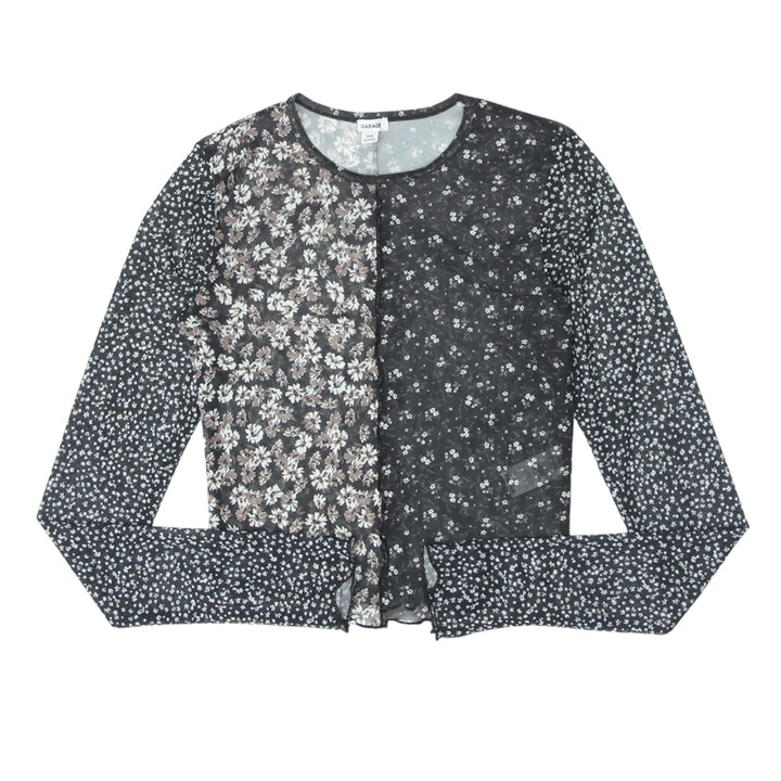 Y2K Mesh Floral Long Sleeve Top