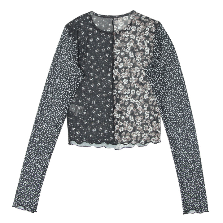 Y2K Mesh Floral Long Sleeve Top