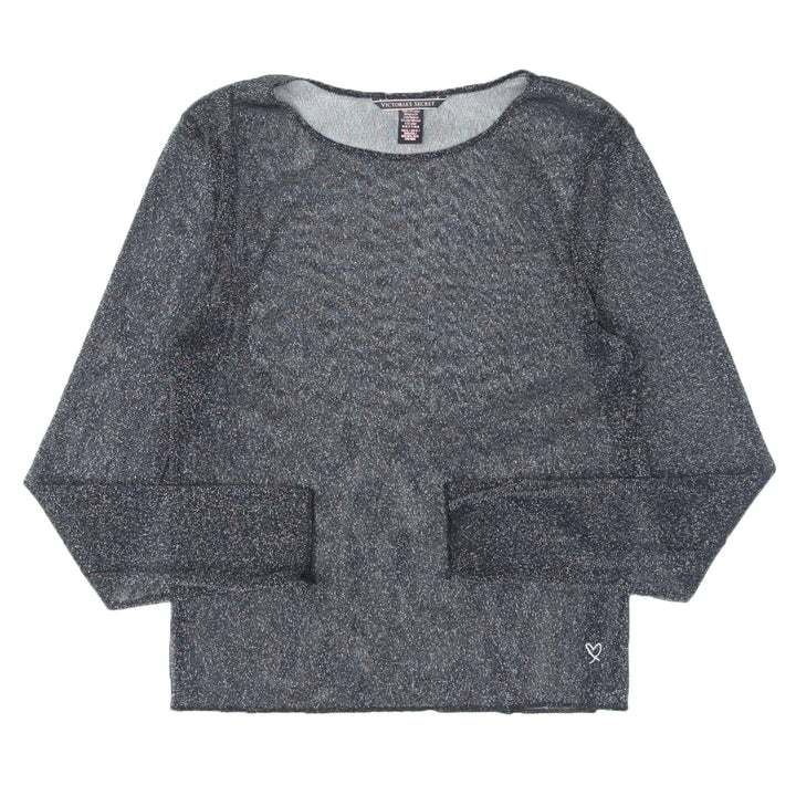Y2K Victoria's Secret Mesh Metallic Long Sleeve Top