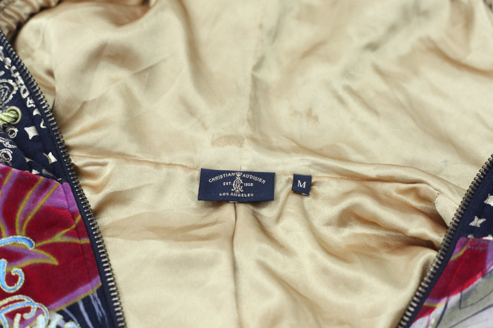 Vintage Christian Audiger Embroidered Full Zip AOP Skull Hoodie